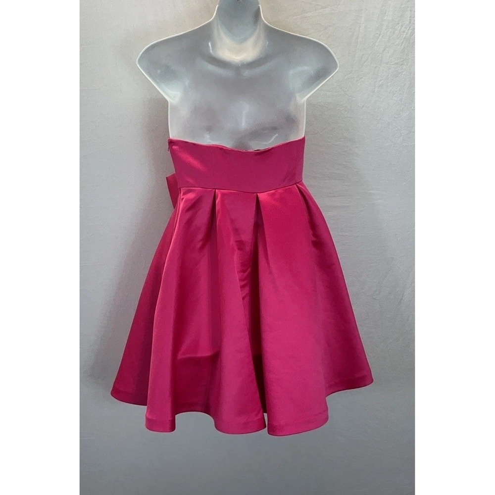 NEW Betsey Johnson Pink Strapless Party Prom HOCO Dress Size 2 Satin Bow flirty - Picture 2 of 9